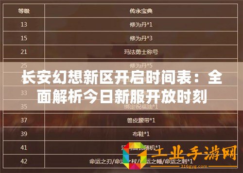 長安幻想新區開啟時間表：全面解析今日新服開放時刻