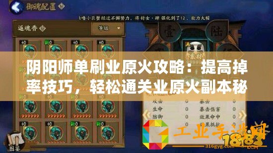 陰陽師單刷業(yè)原火攻略：提高掉率技巧，輕松通關業(yè)原火副本秘籍