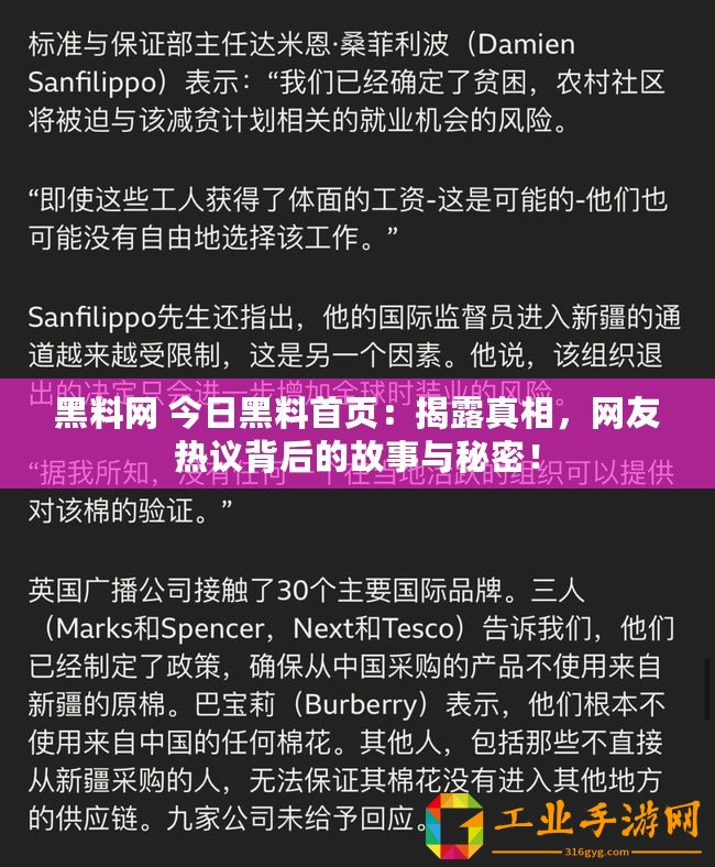 黑料網 今日黑料首頁：揭露真相，網友熱議背后的故事與秘密！